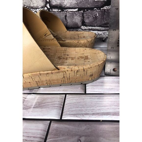 Korks Nude Leather Slip On Slides Cork Casual Wedge Shoes Women’s Sz 9M US/40EU - Picture 13 of 16